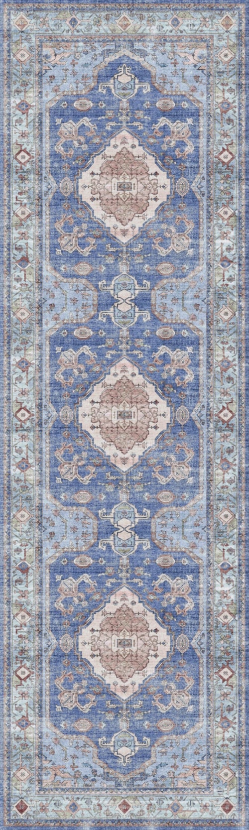 2'3" x 7'6" Blue Runner Rug