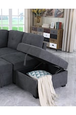 Lilola Home Sadie Transitional Sleeper Sectional Sofa with Storage Ottoman