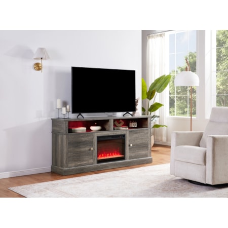 LUCY GREY 70" FIREPLACE TV STAND |