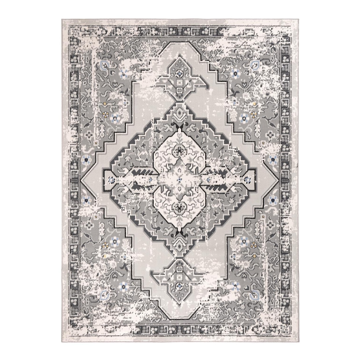 MDA Rugs Lela Collection LELA GREY WHITE 5X8  AREA  RUG |