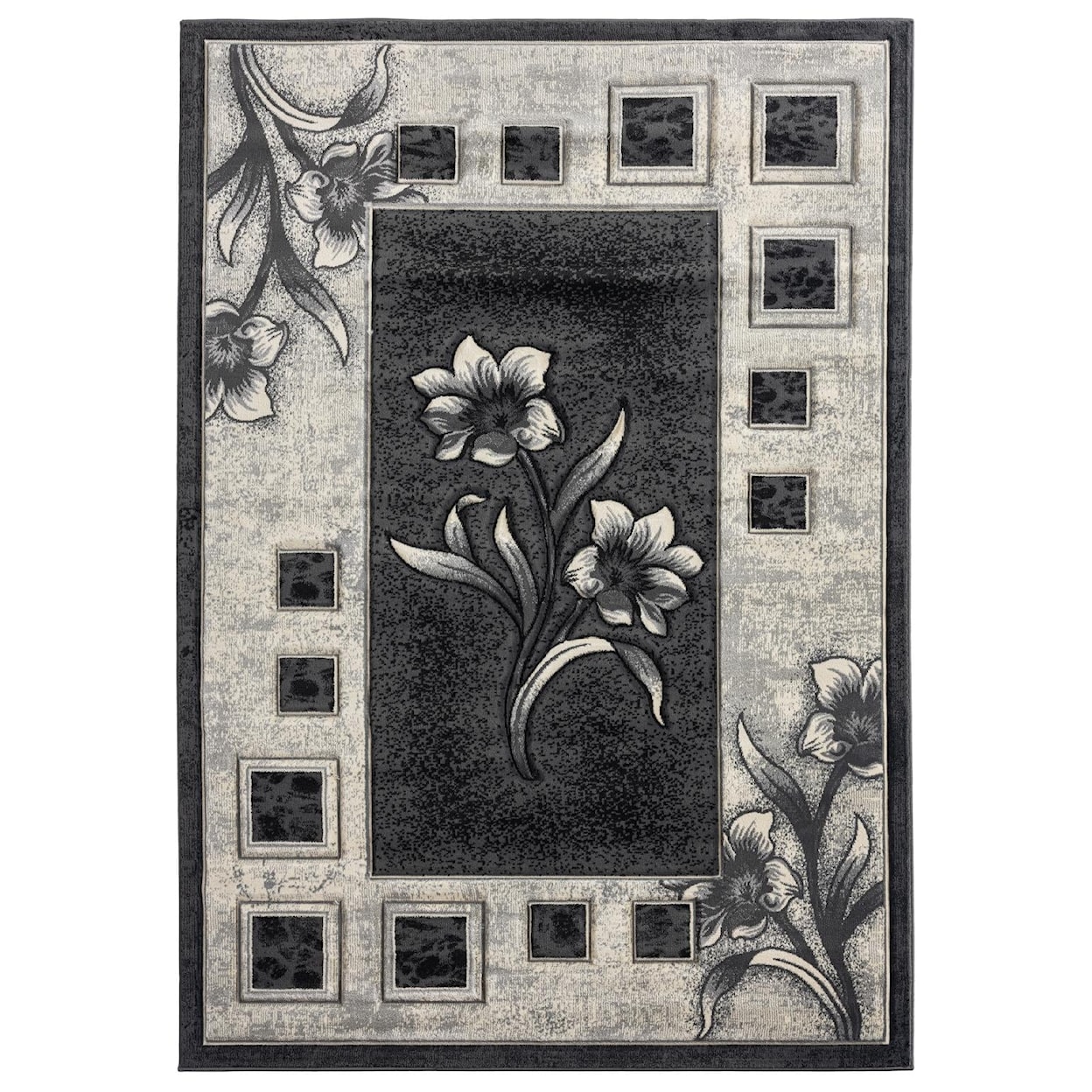 MDA Rugs Rhodes Collection RHODES 8X11 BLACK & WHITE AREA RUG |
