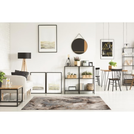 MARINA 5X8 BLUE BROWN AREA RUG |