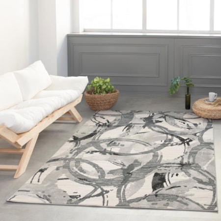 LELA GREY CIRCLE 5X8 AREA  RUG |