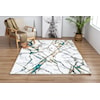MDA Rugs Luxury Collection LUXURY 5X7 WHITE TEAL GOLD |