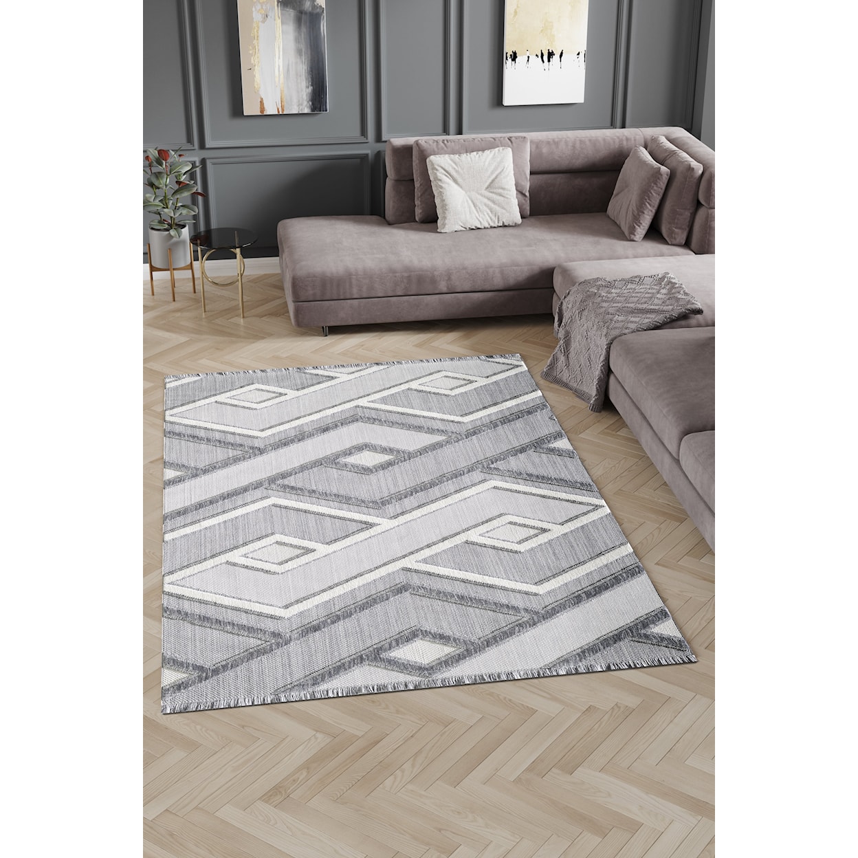 MDA Rugs Milos Collection MILOS GREY/WHITE 5X8 AREA  RUG |