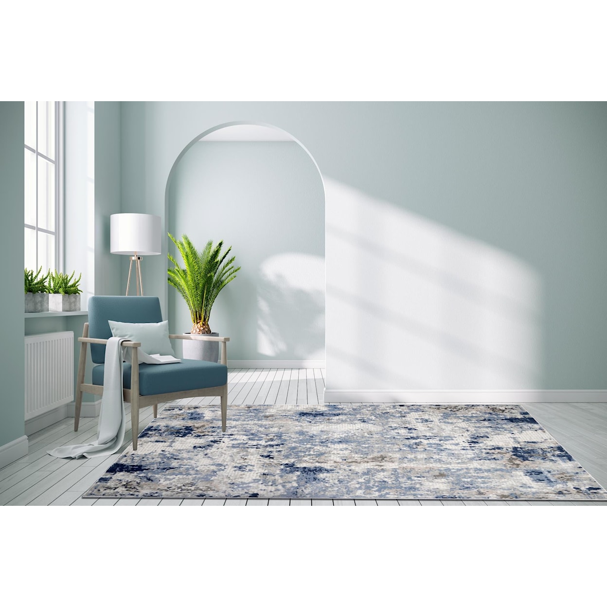 MDA Rugs Trendy Collection TRENDY 2X8 BLUE/GREY AREA RUG |
