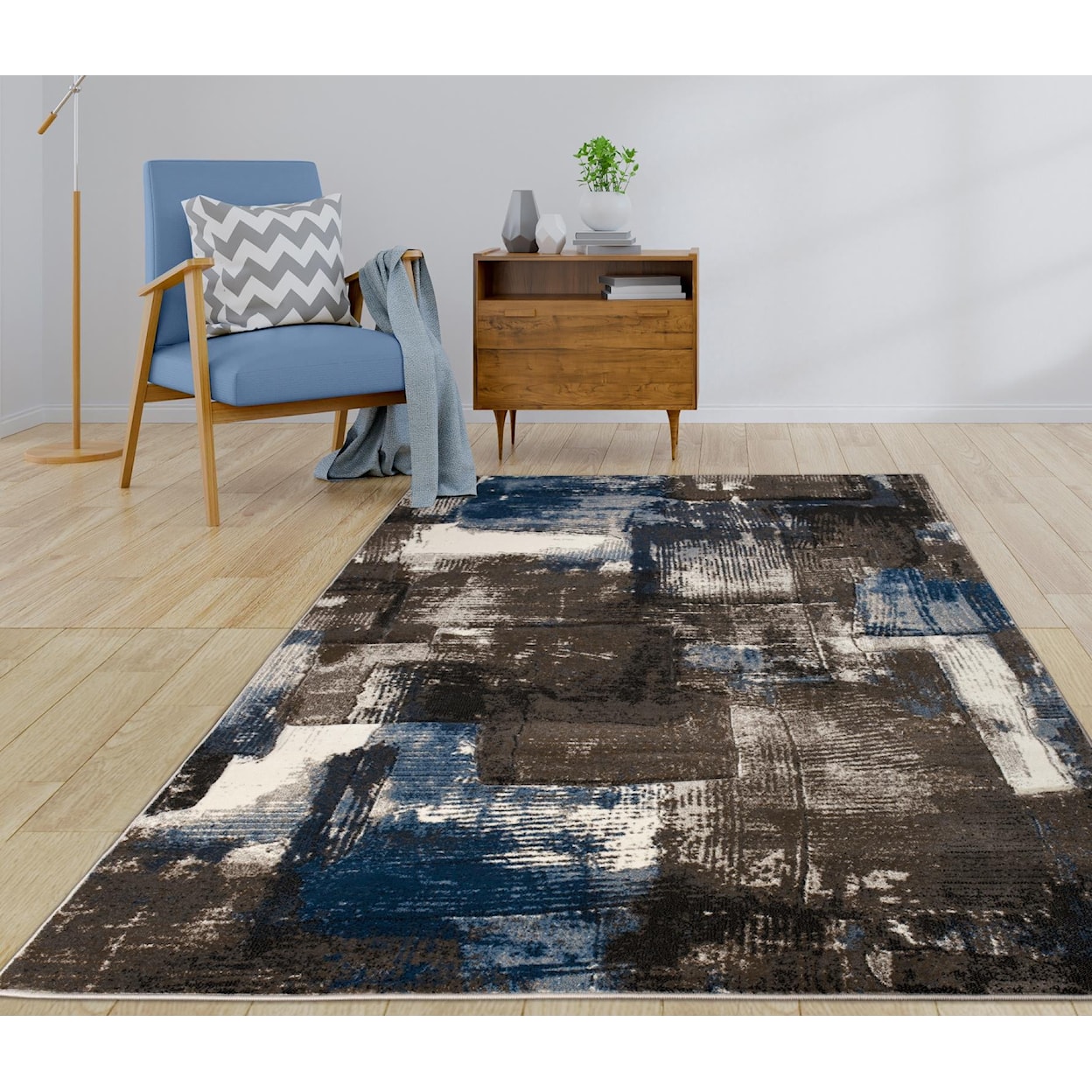 MDA Rugs Rhodes Collection RHODES 5X8 BLUE/BROWN AREA RUG |
