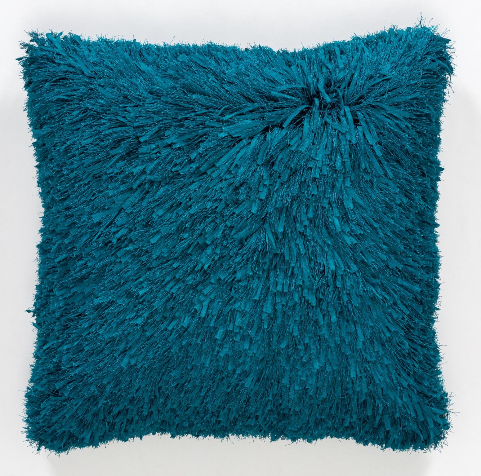 Teal shaggy pillows sale