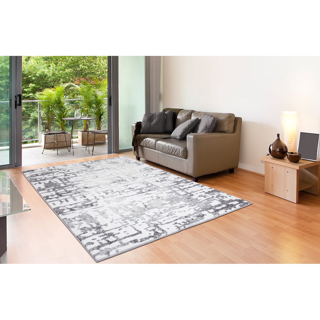 MDA Rugs Petra Collection PETRA 8X11 WHITE/GREY AREA RUG |