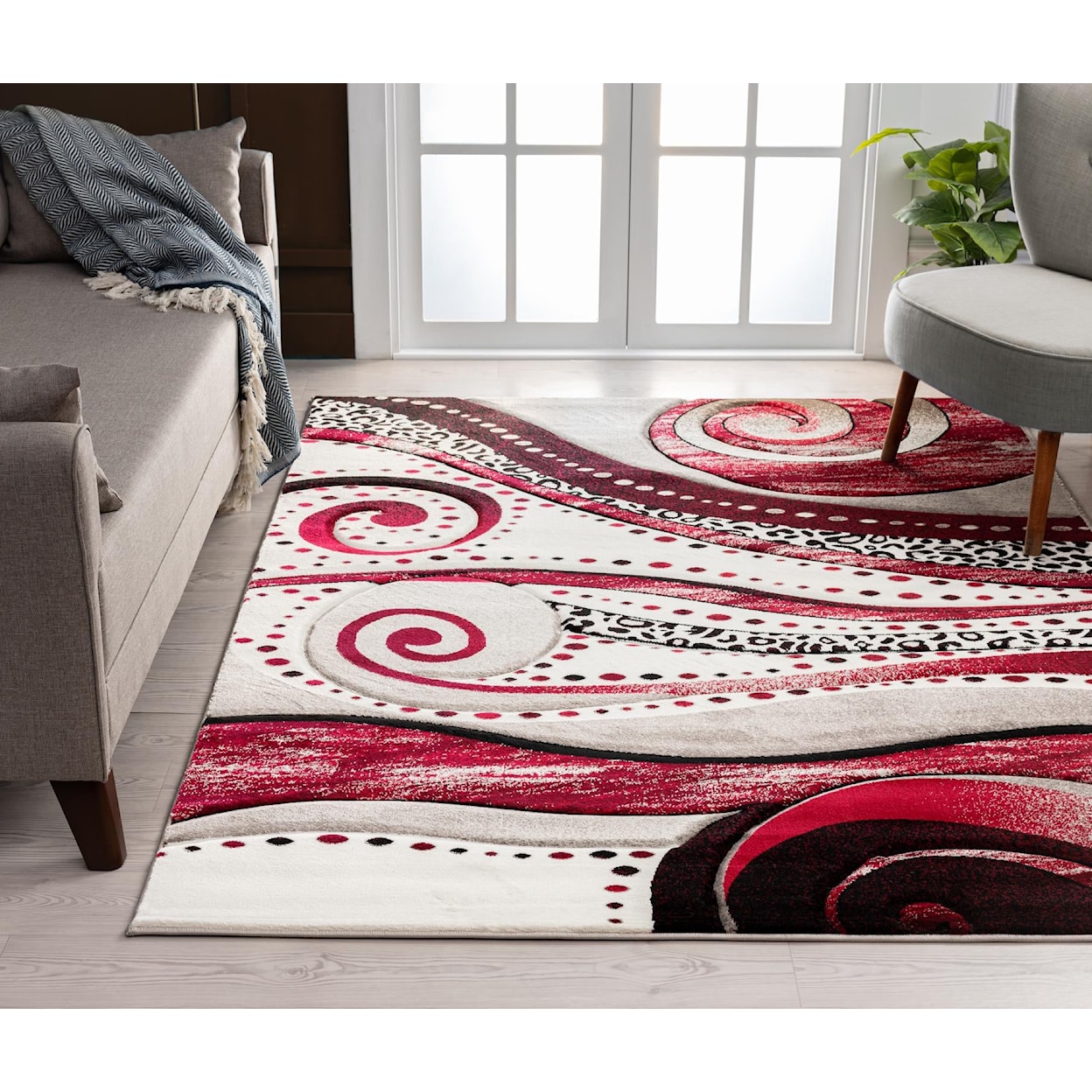 MDA Rugs Rhodes Collection RHODES 4X6 RED/CREAM AREA RUG |