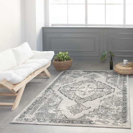 LELA GREY WHITE 5X8  AREA  RUG |