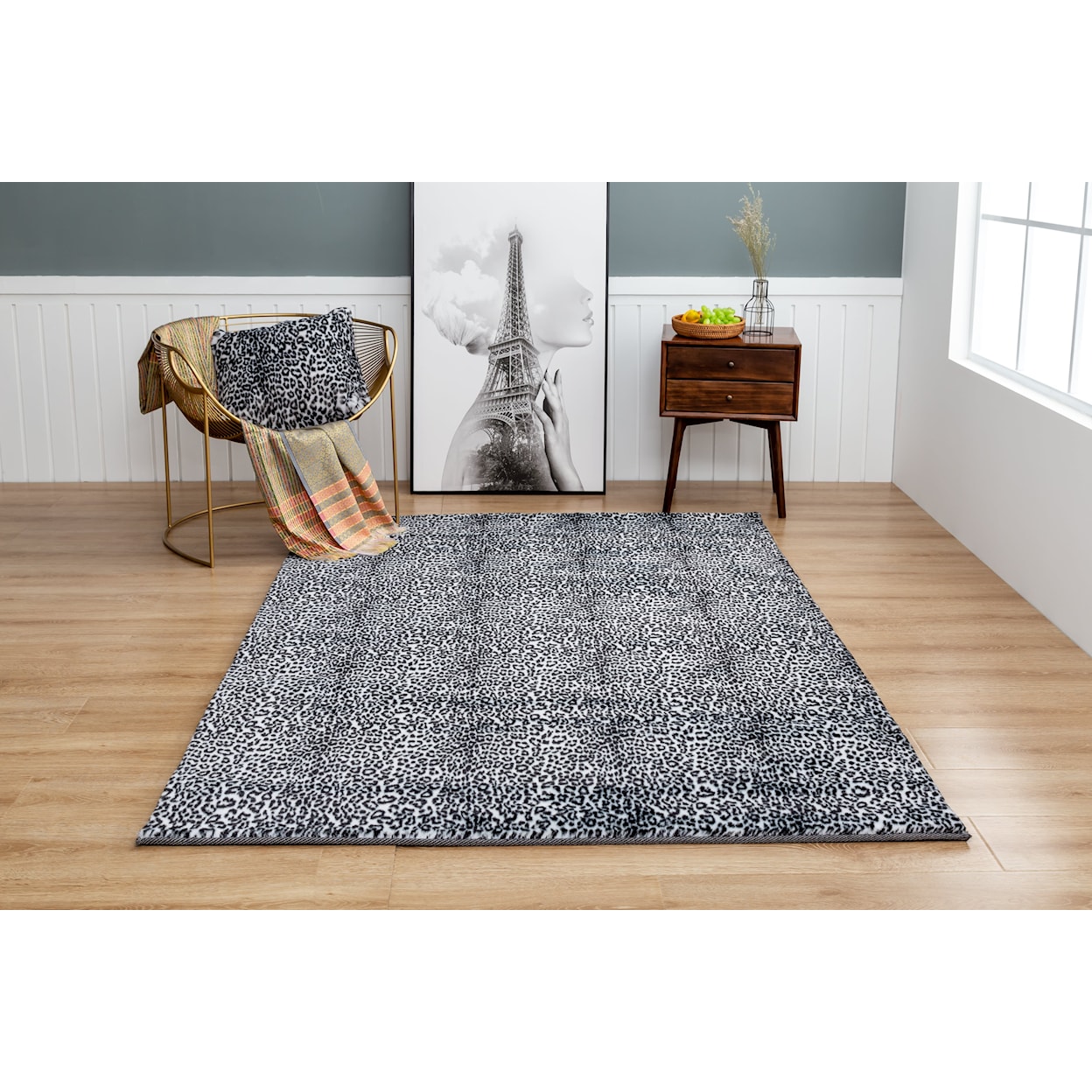 MDA Rugs Faux Collection FAUX 5X7 SNOW LEOPARD AREA RUG |