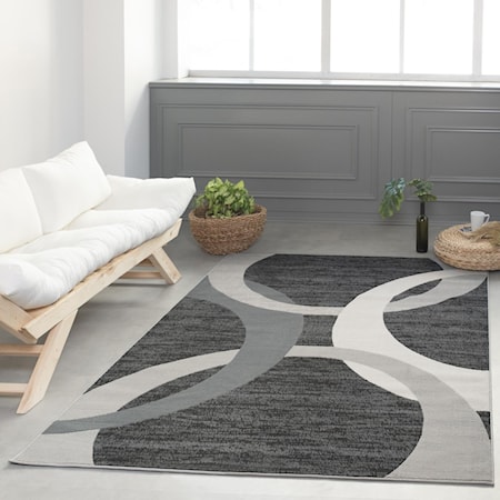 LELA BLACK GREY 5X8  AREA  RUG |