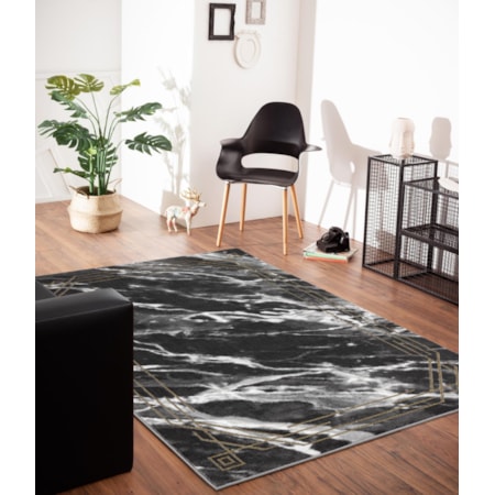 BROOKLYN 2X8 BLACK/MARBLE AREA RUG |