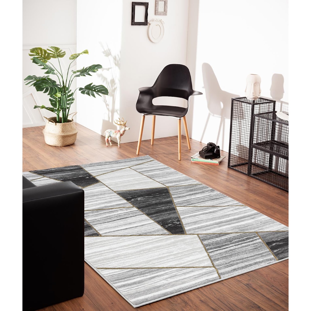 MDA Rugs Brooklyn Collection BROOKLYN 8X11 BLACK/GREY/GOLD AREA | RUG