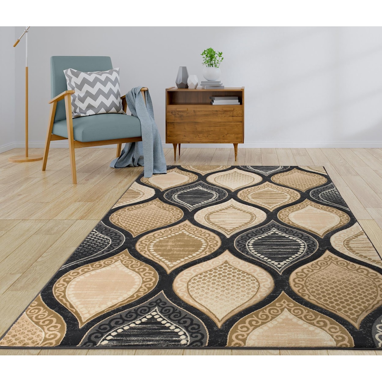 MDA Rugs Rhodes Collection RHODES 5X8 GOLD/BLACK AREA RUG |