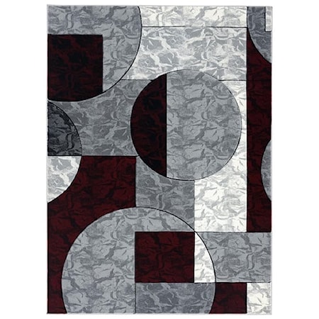 CRYSTAL 5X8 GREY/RED AREA RUG |