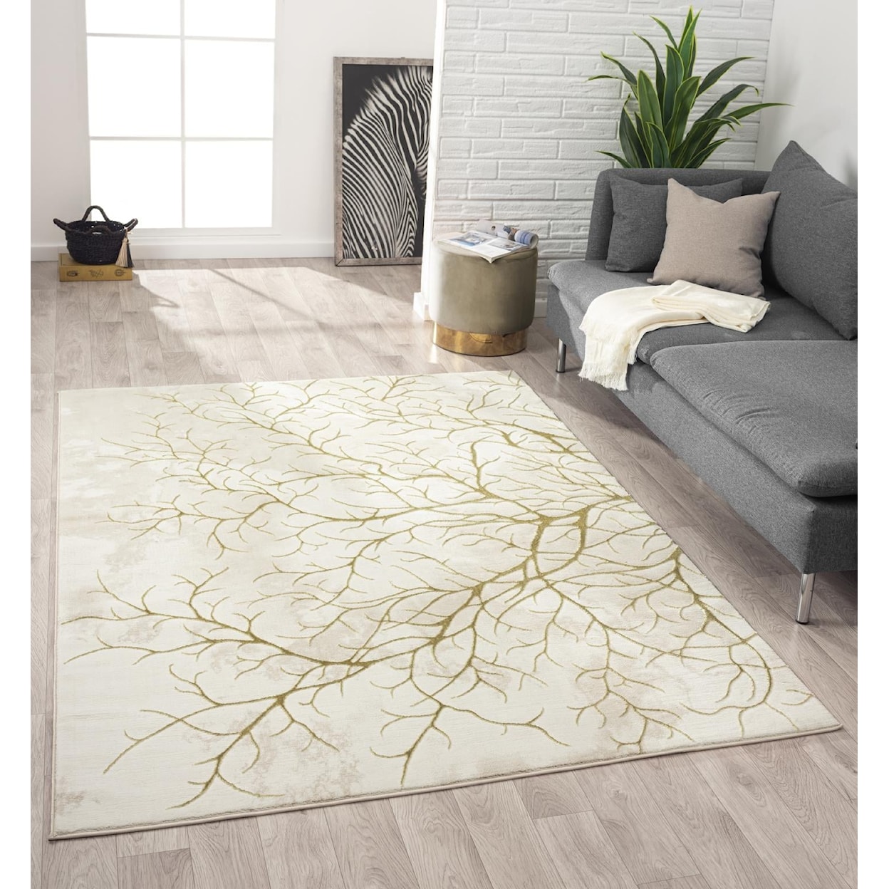 MDA Rugs Ksamil Collection KSAMIL 5X8 GOLD/TEAL AREA RUG |