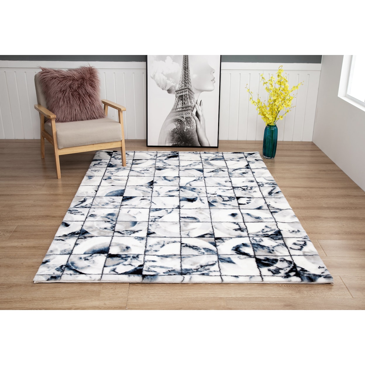 MDA Rugs Luxury Collection LUXURY 5X7 WHITE TEAL |