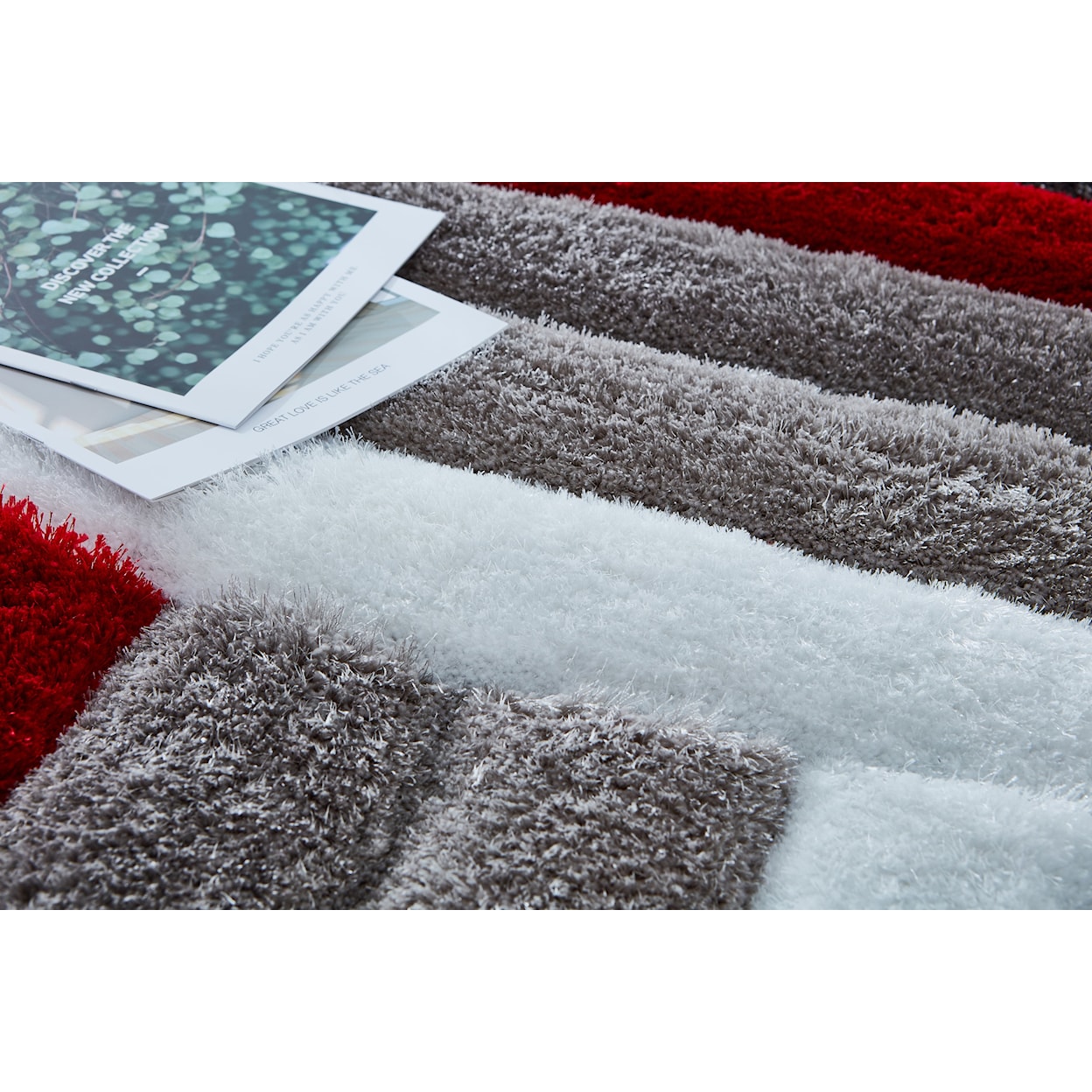 MDA Rugs Mateos Shag MATEOS 5X7 SHAG RED/GREY/WHITE | AREA RUG