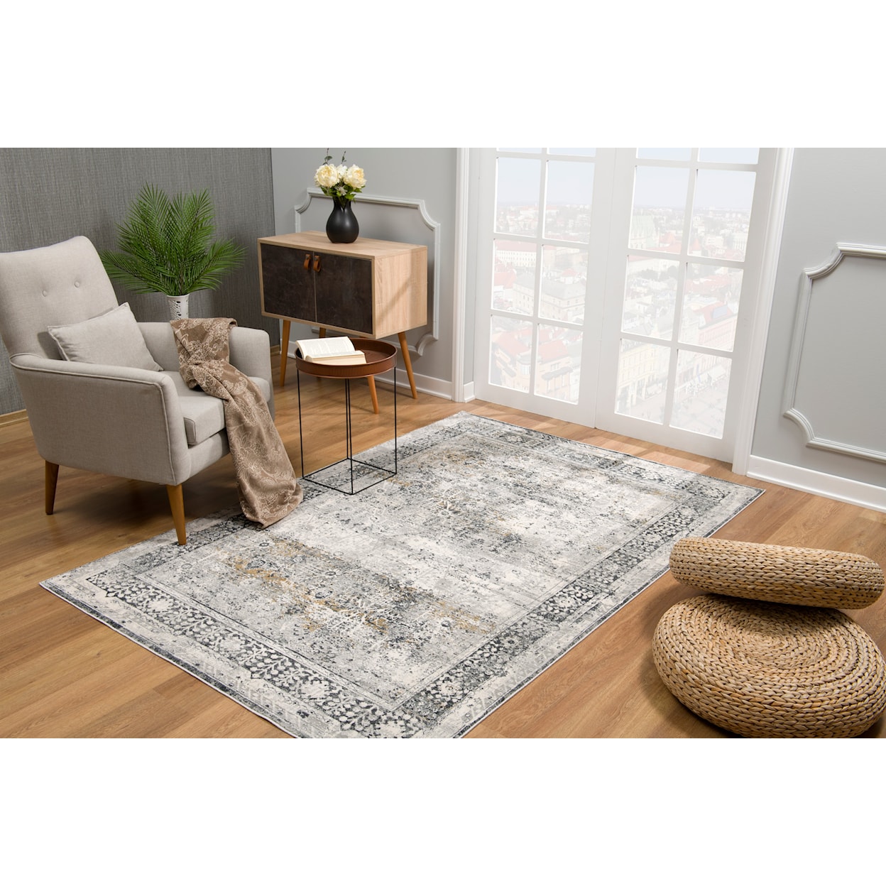 MDA Rugs Christian Collection CHRISTIAN 2X8 SILVER WHITE | AREA RUG