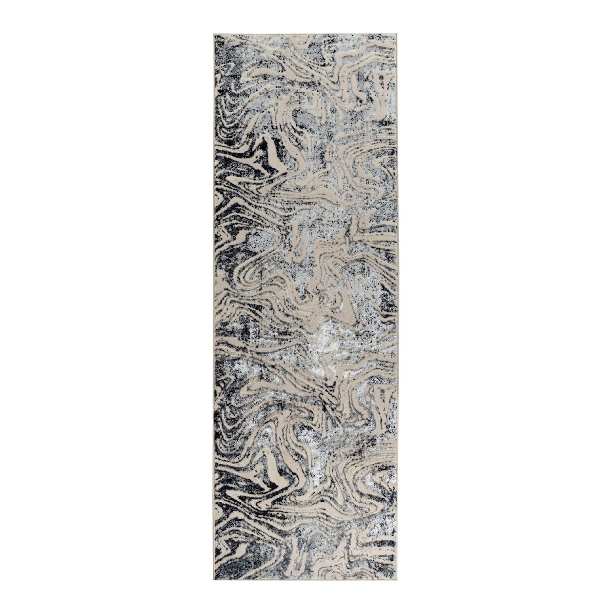 MDA Rugs Maz Collection MAZ 8X11 BLACK SWIRL AREA RUG |