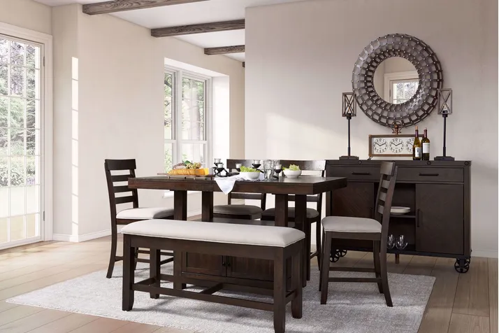6-Piece Table and Chair Set with Bench