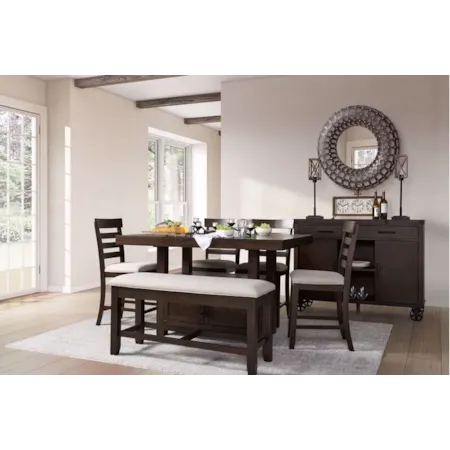 6-Piece Table and Chair Set with Bench