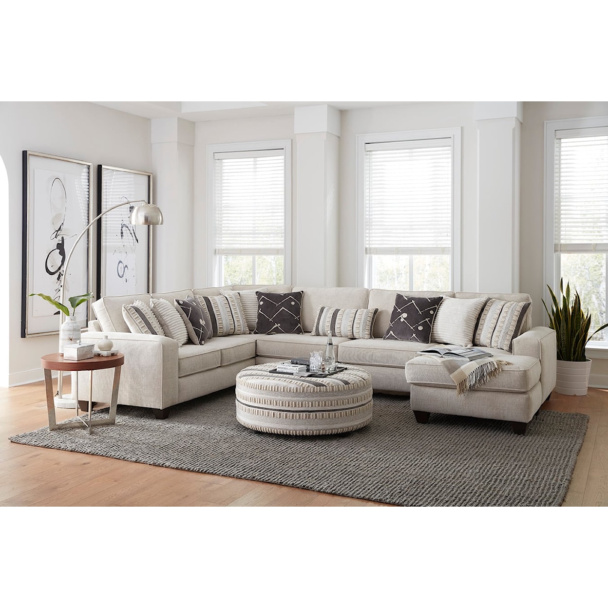 Albany 0462 3PC BEIGE RAF CHAISE SECTIONAL