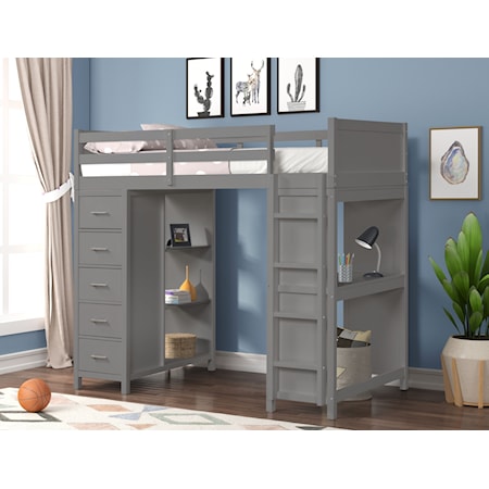 TWIN LOFT BED W/CHEST