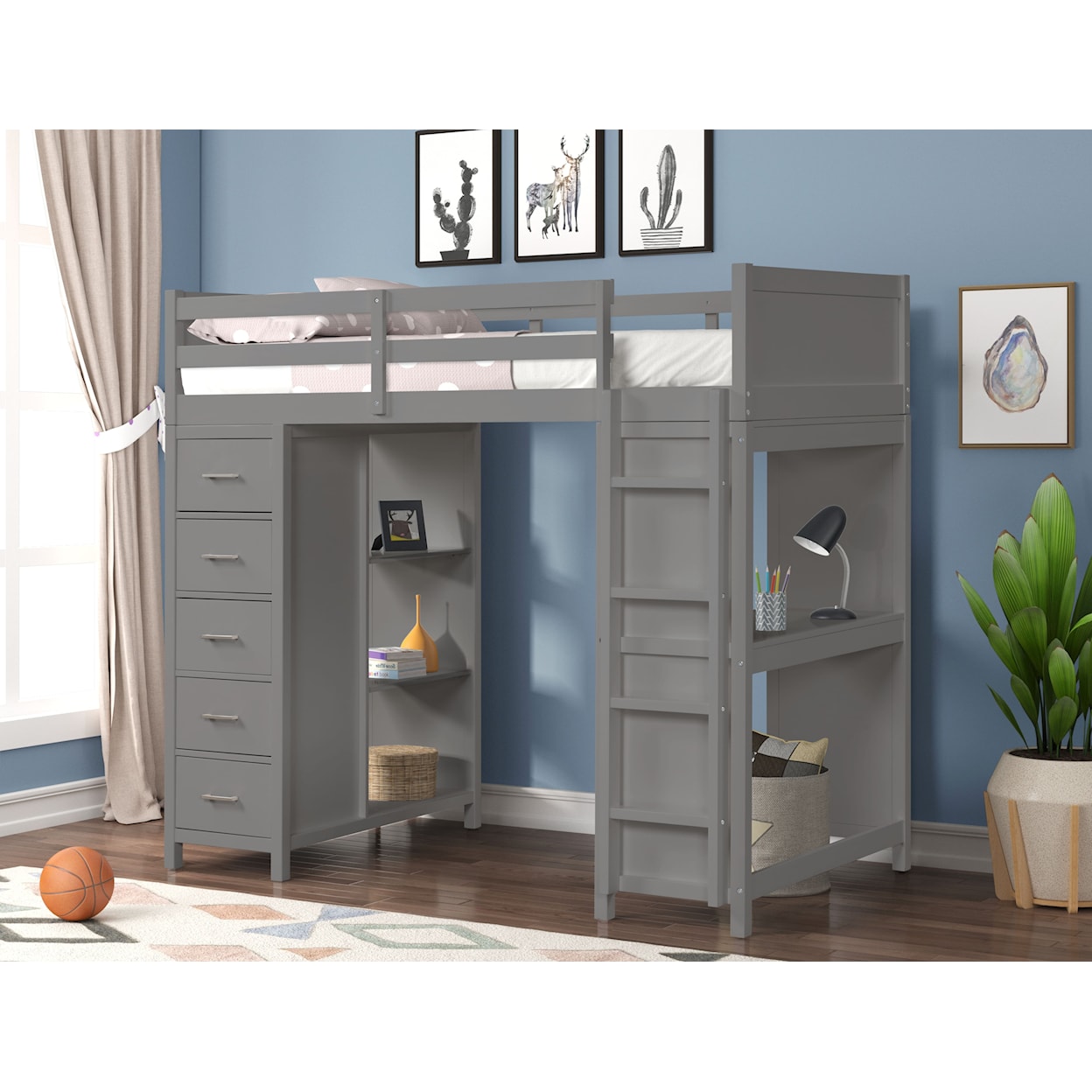 Alex's Furniture B820 TWIN LOFT BED W/CHEST