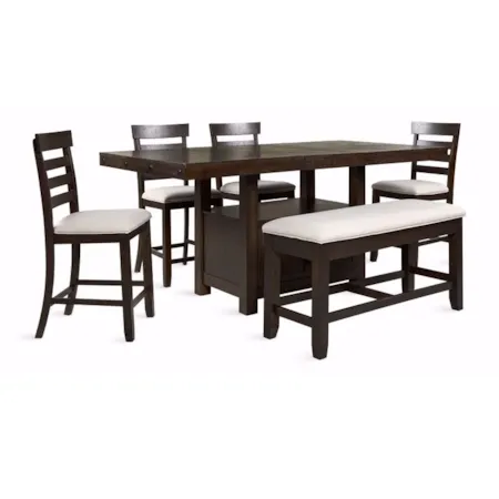 6-Piece Table and Chair Set with Bench