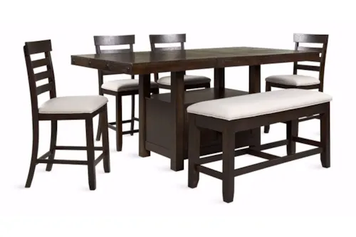 6-Piece Dining Table and Chair Set with Bench