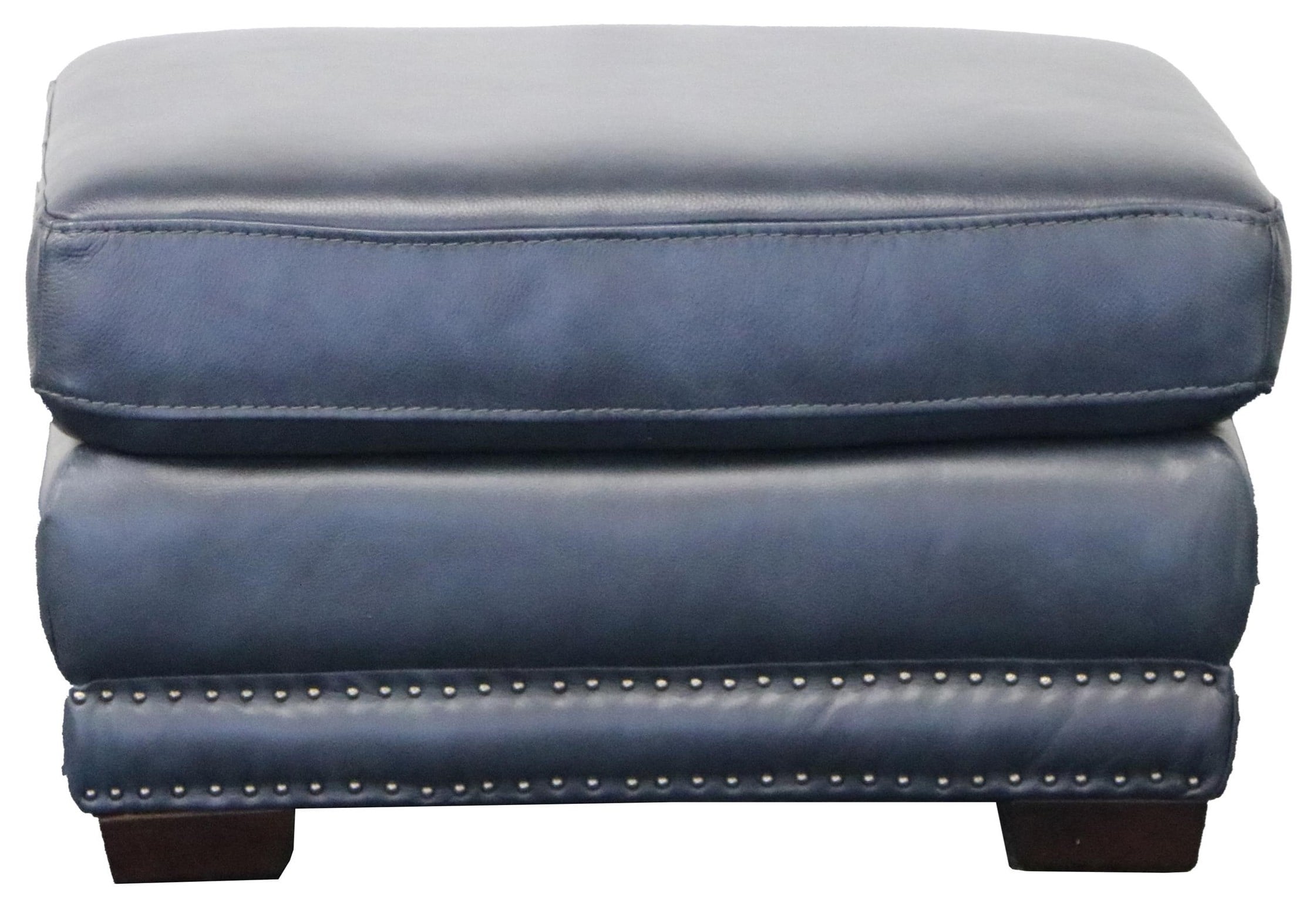 Blue leather deals ottoman