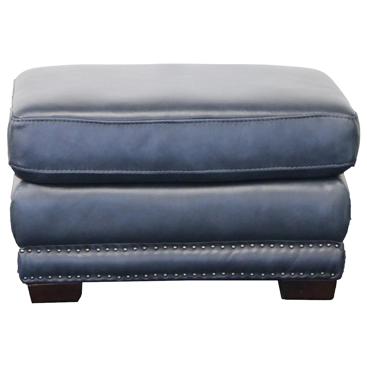 Futura Leather Delta Blue Leather Ottoman