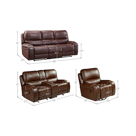 Brown Reclining Sofa