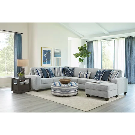 3PC INDIGO RAF CHAISE SECTIONAL