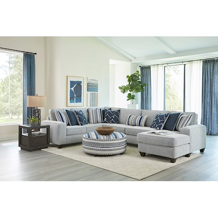 3PC INDIGO RAF CHAISE SECTIONAL