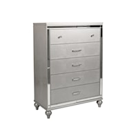 Five Drawer Chest with Mirrored Trim