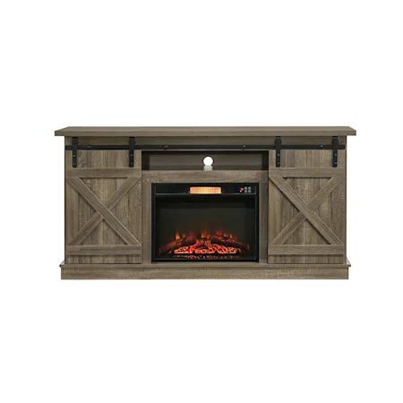 Bryce Barn Door Fireplace Entertainment Stand