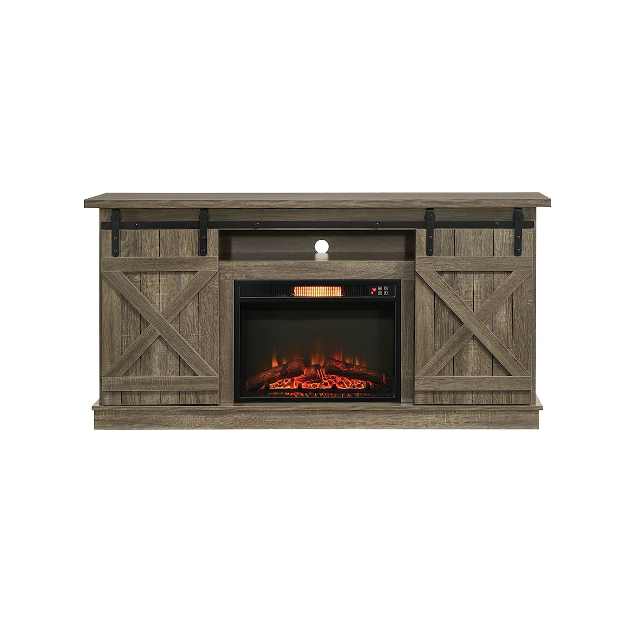 Elements International TV Stands w/Fireplace Bryce Barndoor Fireplace Entertainment Stand
