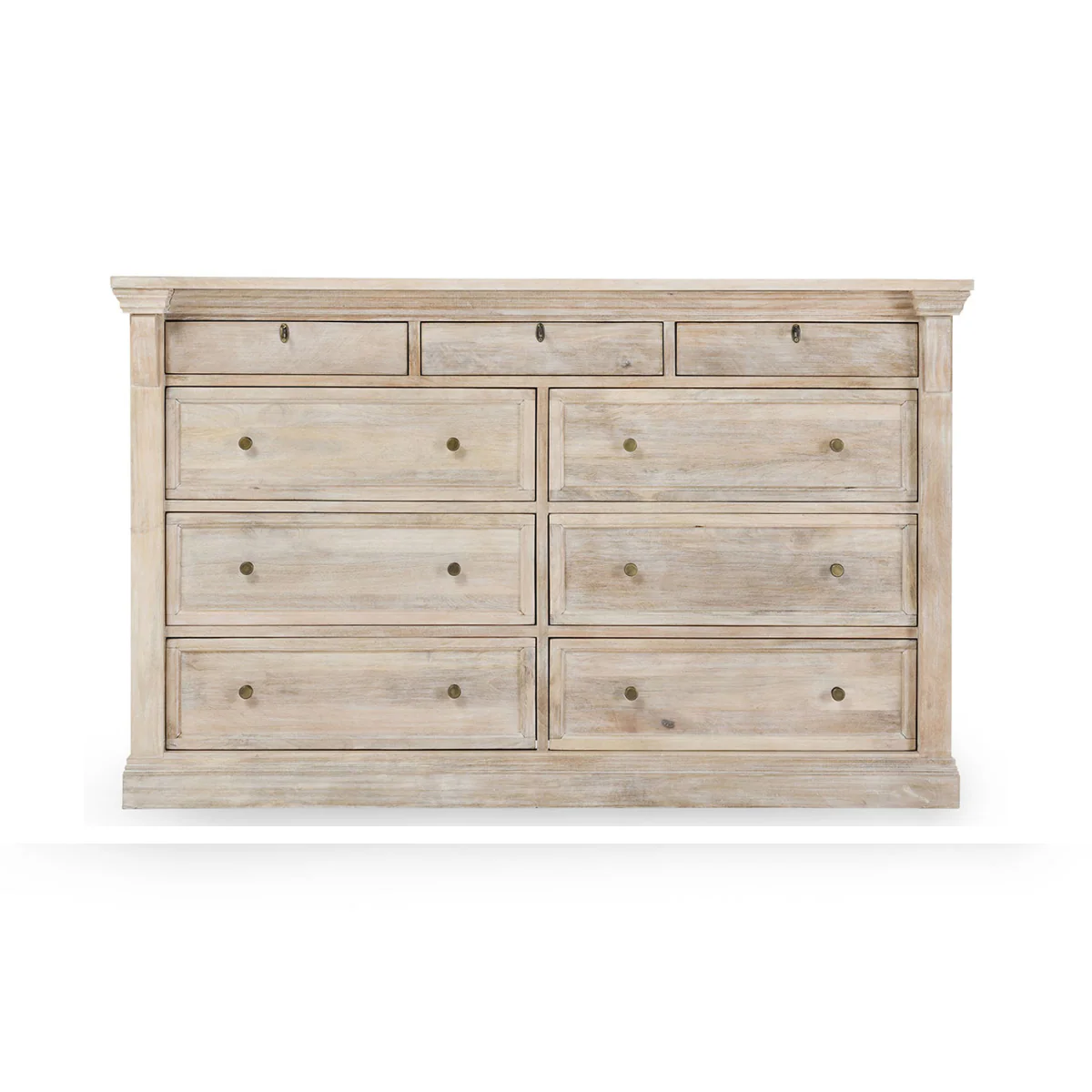 Wood 9Dwr Dresser Natural White Wash