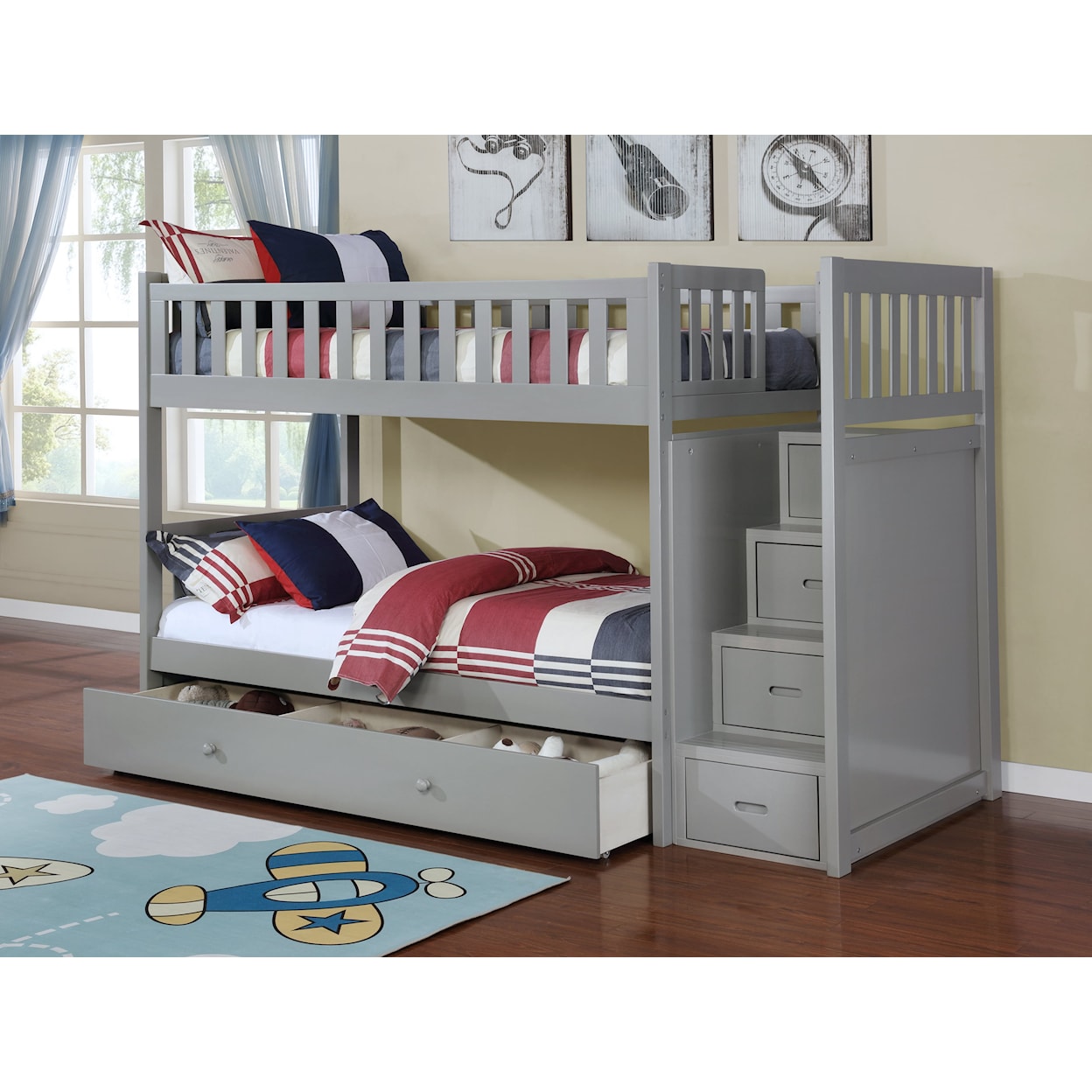 Alex's Furniture B802G Casual Twin Over Twin Bunk Bed