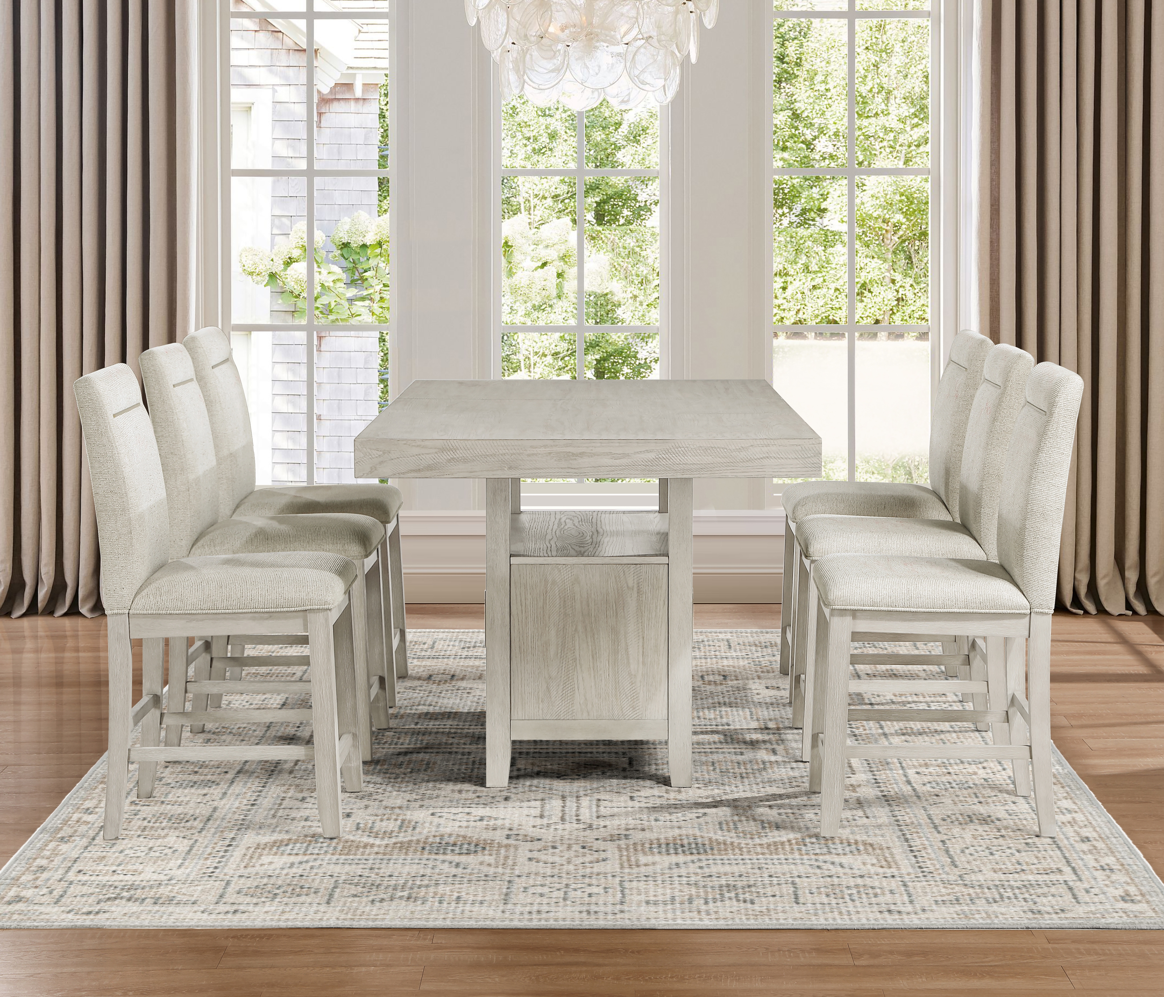 7 Piece Counter Height Dining Set Sand