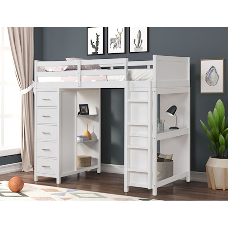 TWIN LOFT BED W/CHEST