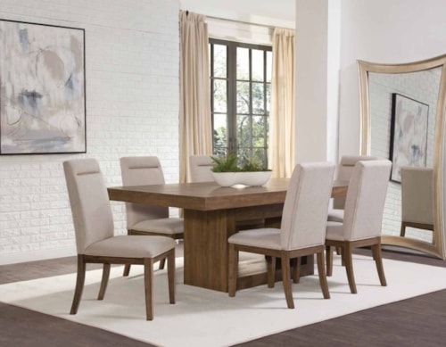 7 Piece Dining Set Brown