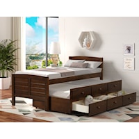 CAPTAINS BED W/TRUNDLE & DRAWERS ESPRESSO