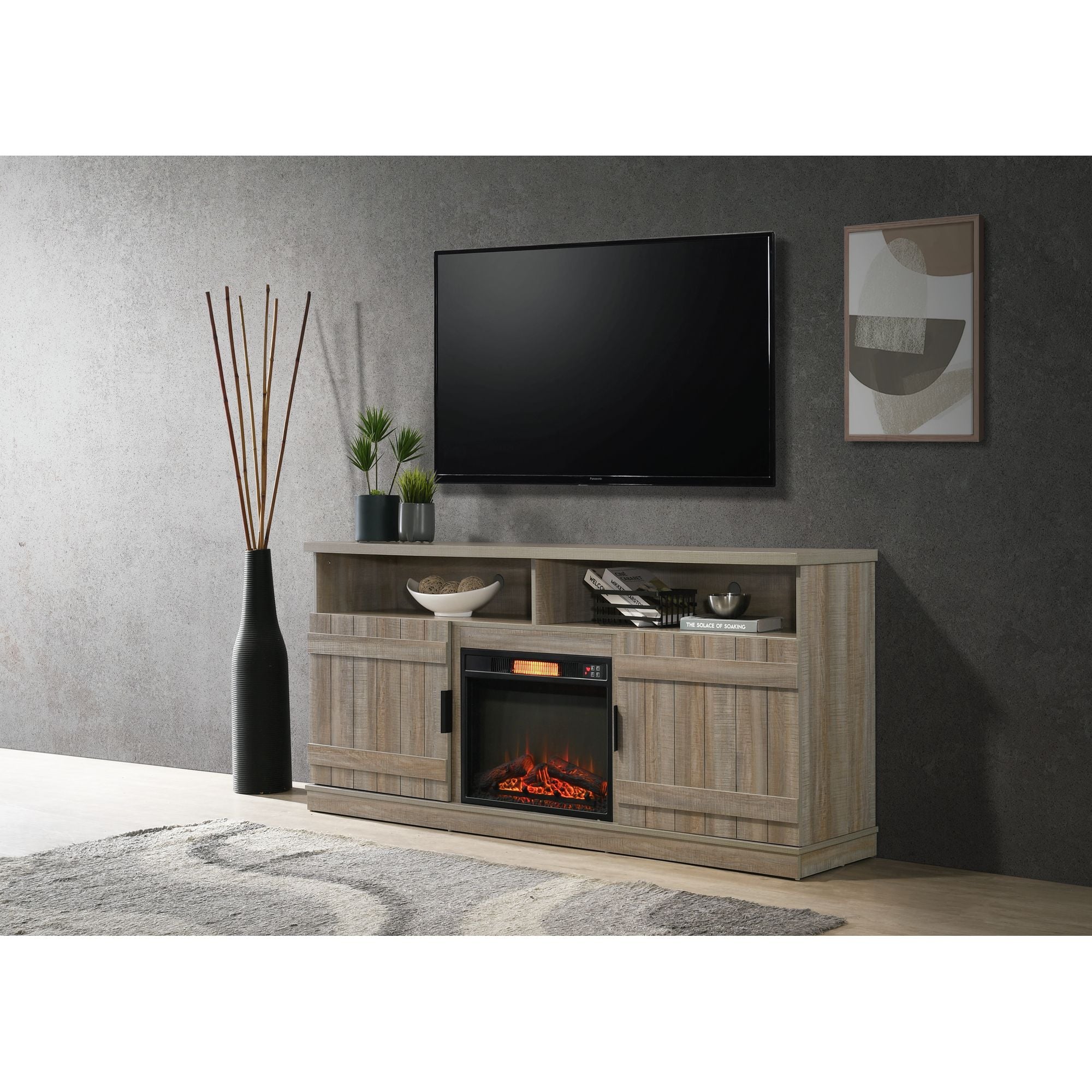 Elements International TV Stands w/Fireplace ELEMGRPLA7060FP/LA23