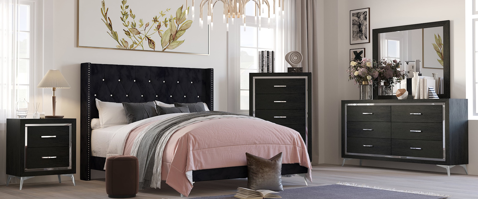 6 Piece Queen Bedroom Black