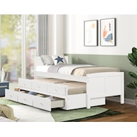 CAPTAINS BED W/TRUNDLE & DRAWERS WHITE